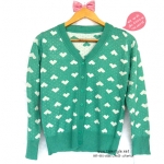 Coat-018 เสื้อคลุมไหมพรมลายหัวใจ สีเขียว ผ้านิ่มใส่สบายจ้าาา  อก ได้ถึง 38นิ้ว ยาว  24 นิ้ว