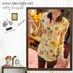 Top -067 เสื้อแฟชั่น เสื้อแขนยาว ลายการ์ตูน ผ้านิ่มใส่สบาย อก 36 ((สินค้าพร้อมส่งค่ะ))