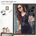 Dress071-เดรสแฟชั่นสีดำ ผ้าใส่สบาย เหมาะสำหรับคนตัวเล็ก ถ้าคนตัวสูงใส่เป็นเสื้อได้จ้าา อก 34 ((เดรสแฟชั้นพร้อมส่ง))