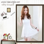 Dress074-เดรสแฟชั่นสีขาว เดรสแขนกุด เดรสผ้าซีฟอง มีซับด้านใน น่ารักๆจ้า  อก 32 ((เดรสแฟชั้นพร้อมส่ง))