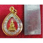 จี้พระประจำวันเกิดวันพฤหัส ปางสมาธิ พื้นสีส้มองค์ใหญ่ทรงหยดน้ำ ล้อมเพชรเลี่ยมทองไมครอนค่ะ