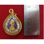 สินค้าหมดค่ะ จี้พระประจำวันเกิดวันเสาร์ ปางนาคปรก พื้นสีม่วงองค์ใหญ่ทรงหยดน้ำ ล้อมเพชรเลี่ยมทองไมครอนพร้อมใบคาถาค่ะ