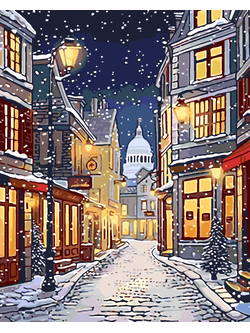 RGF0022 ภาพระบายสีตามตัวเลข "วิววิหารคืนหิมะโปรย"