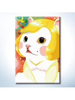 TC084 ภาพระบายสีตามตัวเลข "แมวน้อยผมทอง"