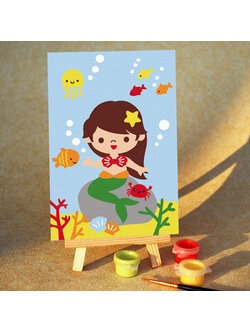 TA252 ภาพระบายสีตามตัวเลข "เงือกน้อยใต้น้ำ"