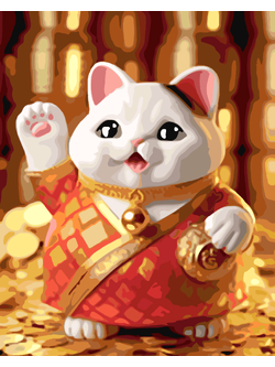 RC018 ภาพระบายสีตามตัวเลข "แมวกวักทอง"