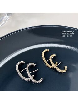 ต่างหูก้านโค้ง ฝังเพชรcz