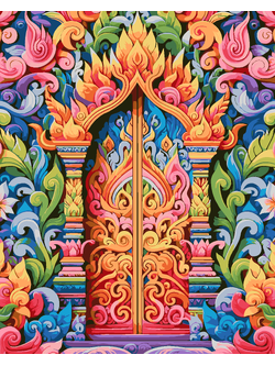 RC022 ภาพระบายสีตามตัวเลข "ลายไทยหลากสี"