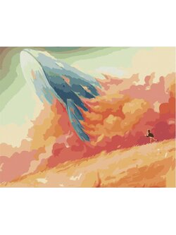 CG3829 ภาพระบายสีตามตัวเลข "วาฬในทุ่งแดง"