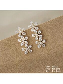 ต่างหูยาว ดอกไม้คริสตัลคิวบิก งานพรีเมี่ยม
