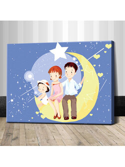 TE074 ภาพระบายสีตามตัวเลข "ครอบครัวบนดวงจันทร์"