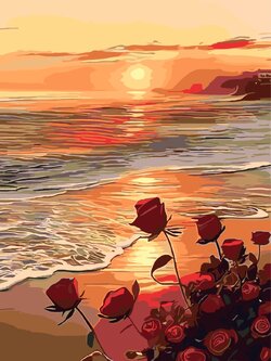 RGS1127 ภาพระบายสีตามตัวเลข "ดอกไม้ริมหาด"