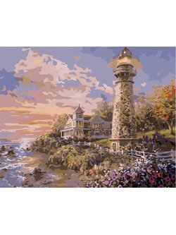 CG4423 ภาพระบายสีตามตัวเลข "ประภาคารยามเย็น"