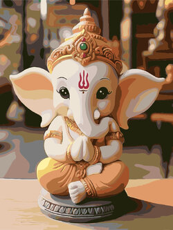 RE002 ภาพระบายสีตามตัวเลข "พระพิฆเนศทรงคิ้วท์"