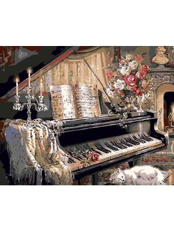 RGS0401 ภาพระบายสีตามตัวเลข "ห้องเปียโนอบอุ่น"