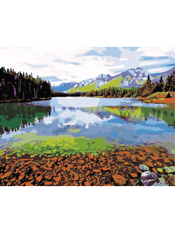 CG4422 ภาพระบายสีตามตัวเลข "ทะเลสาบกลางเทือกเขา"