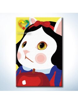 TC086 ภาพระบายสีตามตัวเลข "แมวน้อยชอบแอปเปิ้ล"