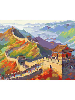 RC020 ภาพระบายสีตามตัวเลข "กำแพงเมืองจีนในฤดูใบไม้ร่วง"