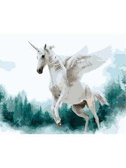 CG3964 ภาพระบายสีตามตัวเลข "ยูนิคอร์นทะยาน"