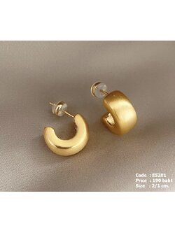 ต่างหูห่วงครึ่งวงกลม สีทองด้าน