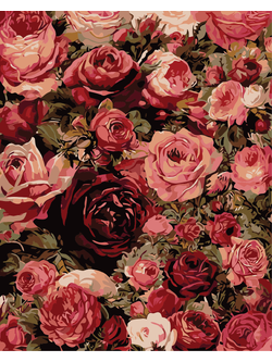 RG9341 ภาพระบายสีตามตัวเลข "กุหลาบแดงหลากเฉด"