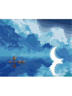 CG3825 ภาพระบายสีตามตัวเลข "พายเรือหาจันทร์"