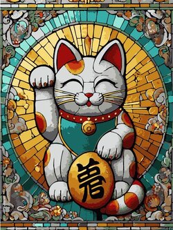 RE004 ภาพระบายสีตามตัวเลข "โมเสคแมวกวัก"