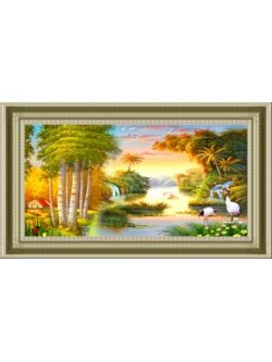 1055 ภาพ diamond "กระเรียนคู่ยามเช้า"