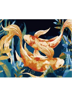 CG3914 ภาพระบายสีตามตัวเลข "คู่ปลาคาร์ฟสีมงคล"