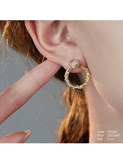 ต่างหูงูสีทอง ฝังเพชร cz