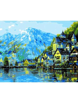 CG4626 ภาพระบายสีตามตัวเลข "หมู่บ้านริมทะเลสาบ"