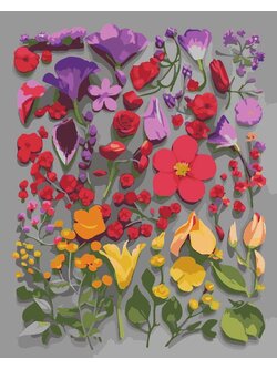 RCG012 ภาพระบายสีตามตัวเลข "กลีบดอกไม้หลายเฉดสี"