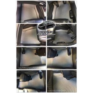ผ้ายางปูพื้นรถยนต์ HONDA CIVIC FD 2005-12 ลายกระดุม สีเทาขอบดำ เต็มคัน