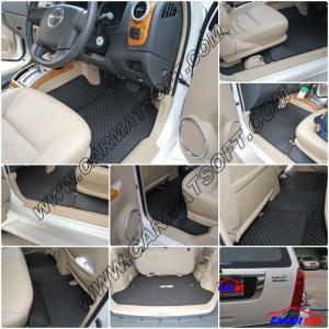 พรมปูพื้นรถยนต์ ISUZU MU-7 พรมลายกระดุม สีดำด้ายแดง เต็มคัน