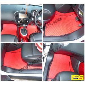 พรมปูพื้นรถยนต์ NISSAN JUKE ลายกระดุม สีแดง เต็มคัน 14ชิ้น