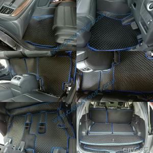 พรมปูพื้นรถยนต์HONDA CR-V G5 2017 ลายกระดุม สีดำขอบน้ำเงิน เต็มคัน 25ชิ้น