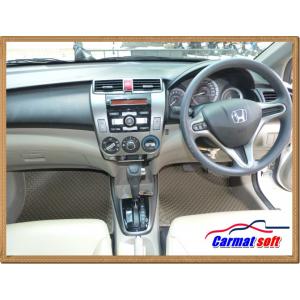 พรมปูพื้นรถยนต์HONDA CITY ปี2008-13 พรมลายกระดุม สีน้ำตาล เต็มคัน