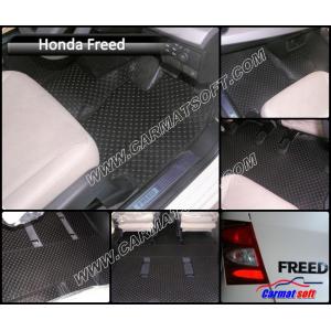 พรมปูพื้นรถยนต์ HONDA FREED ลายกระดุม สีดำ เต็มคัน