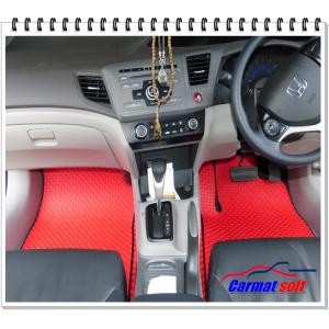 พรมปูพื้นรถยนต์HONDA CIVIC FB ปี2012-16 พรมลายกระดุม สีแดง เต็มคัน