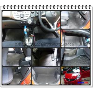 พรมปูพื้นรถยนต์HONDA JAZZ GE 2008-13 พรมลายกระดุม สีดำ เต็มคัน รวมแผ่นท้าย +ปิดเบาะ