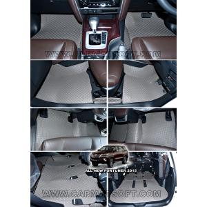 พรมปูพื้นรถยนต์TOYOTA FORTUNER 2015-2025 ลายกระดุมสีเทา เต็มคัน พื้นเรียบ+กันสึก