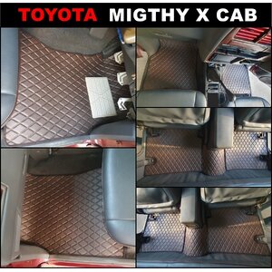 พรมปูพื้นรถยนต์ TOYOTA MIGTHY X CAB ลายไดมอนด์ สีกาแฟ เข้ารูป 5ชิ้น