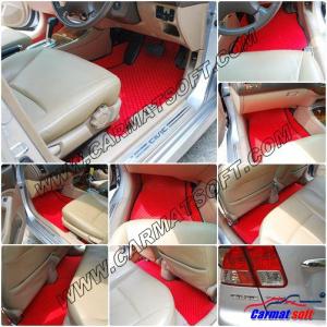 พรมปูพื้นรถยนต์ HONDA CIVIC DIMENSION ลายกระดุม สีแดง เข้ารูป เต็มคัน