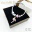 กำไลข้อมือห้อยชาร์มคริสตัล จี้รูปหงส์สีชมพู