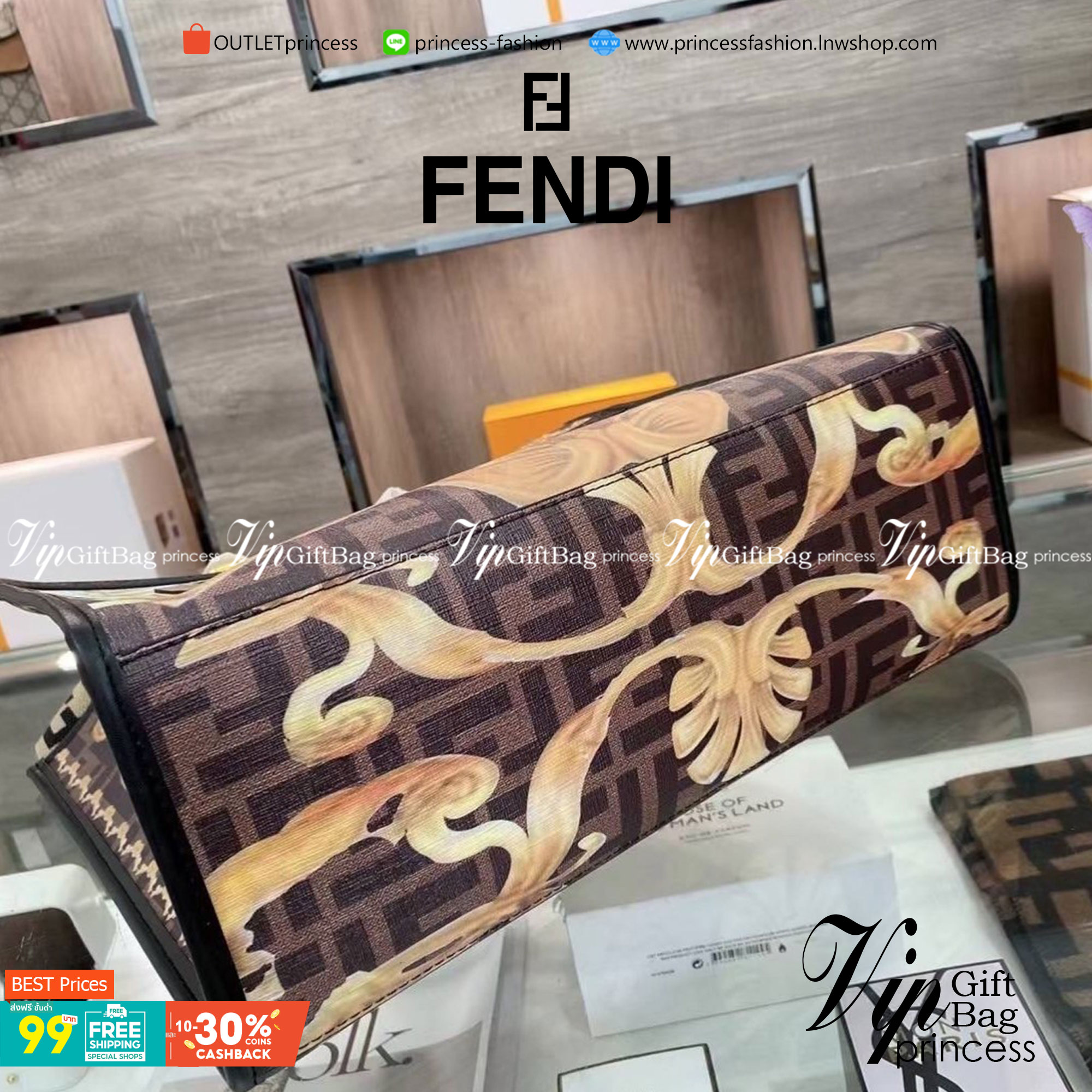 VIP 】FENDI Vintage Shopping bag กระเป๋าสะพายทรง shopping ลายกราฟฟิกวินเทจมาใหม่ ทรงนี้คือทรงสุดฮิตใช้งานง่ายใส่ของได้เยอะช่องใหญ่ งานจริงสวยมาก สวยหรูดูแพง พร้อมส่งที่นี่ ที่เดียวเลยค่า