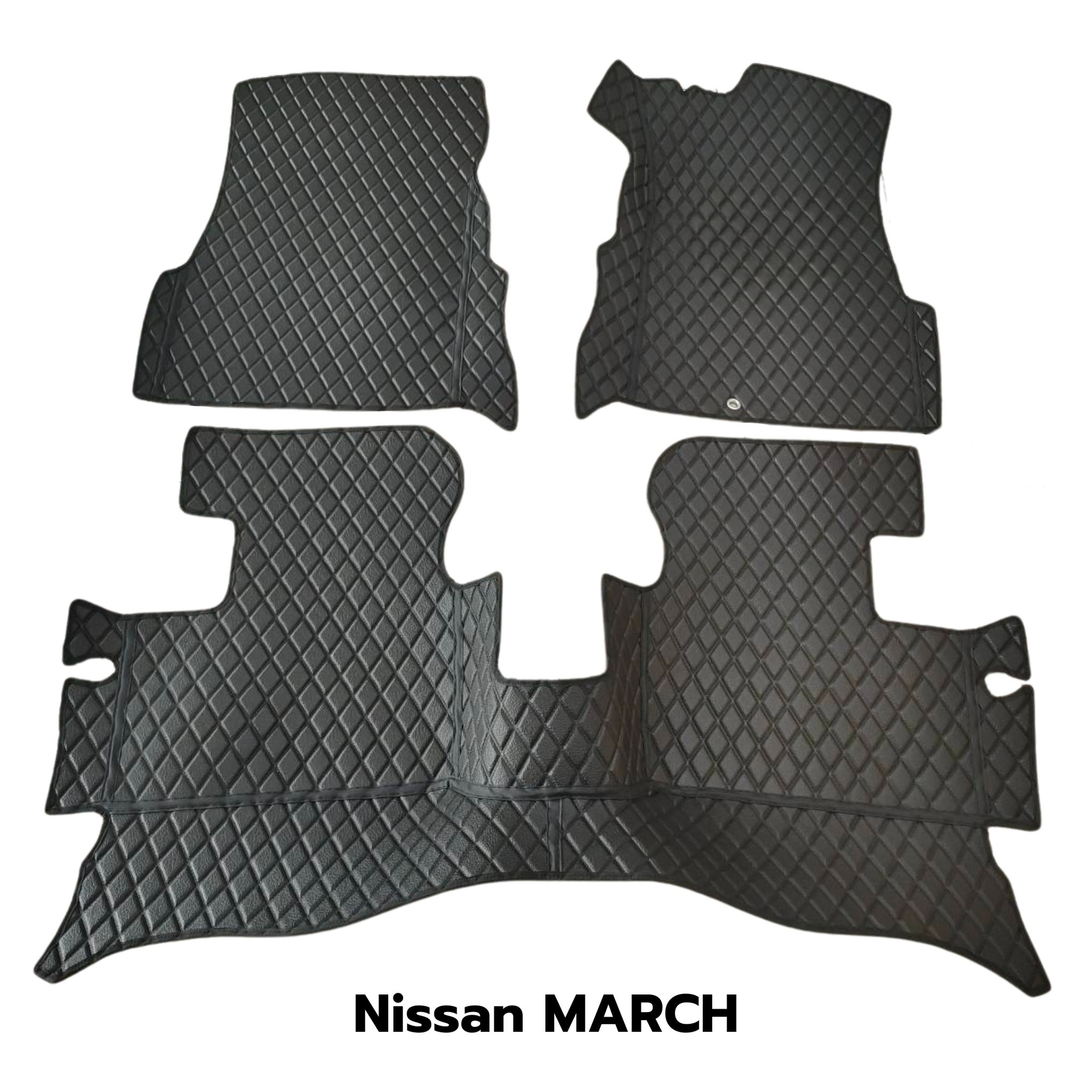 ยางปูพื้นรถยนต์ NISSAN MARCH ลายไดมอนด์ สีดำ เต็มคัน (พร้อมส่ง)