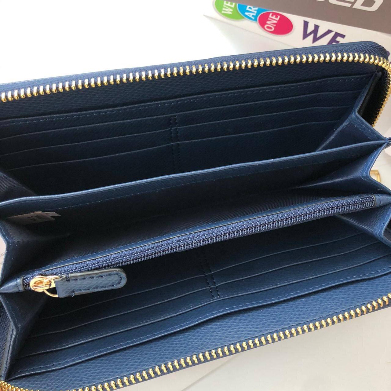 ของแท้ COACH Accordion Zip Wallet in Signature Coated Canvas with Leather กระเป๋าสตางค์ใบยาว เปิด-ปิดกระเป๋าด้วยซิปรอบ