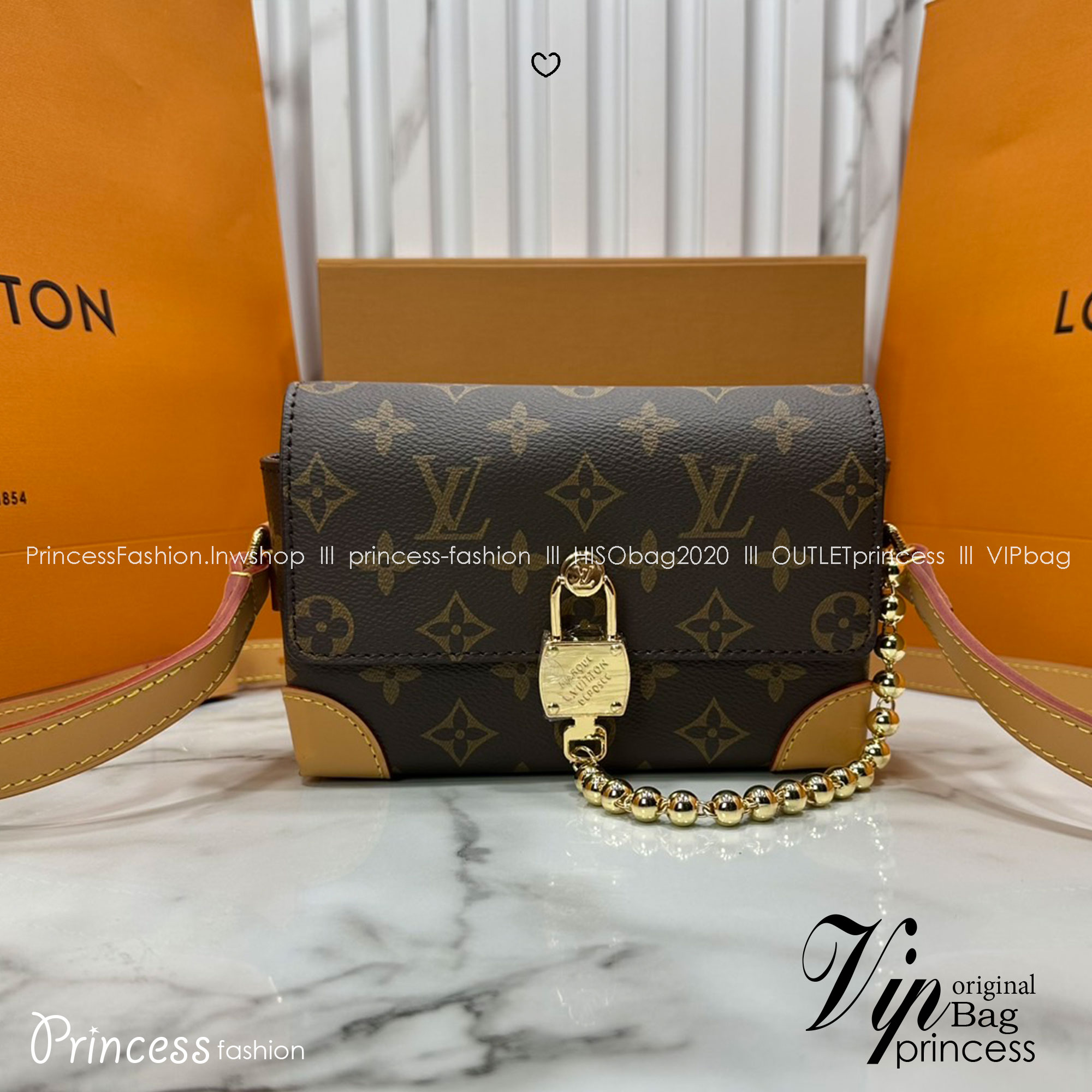 ORI หนังแท้ | LV Steamer crossbody bag Monogram Canvas / LV Trunk Bag กระเป๋าสะพาย กระเป๋าสตางค์แบบสะพายรุ่น Steamer รังสรรค์จาก Monogram แคนวาส แต่งขอบหนัง Aged Natural และฮาร์ดแวร์สีทอง