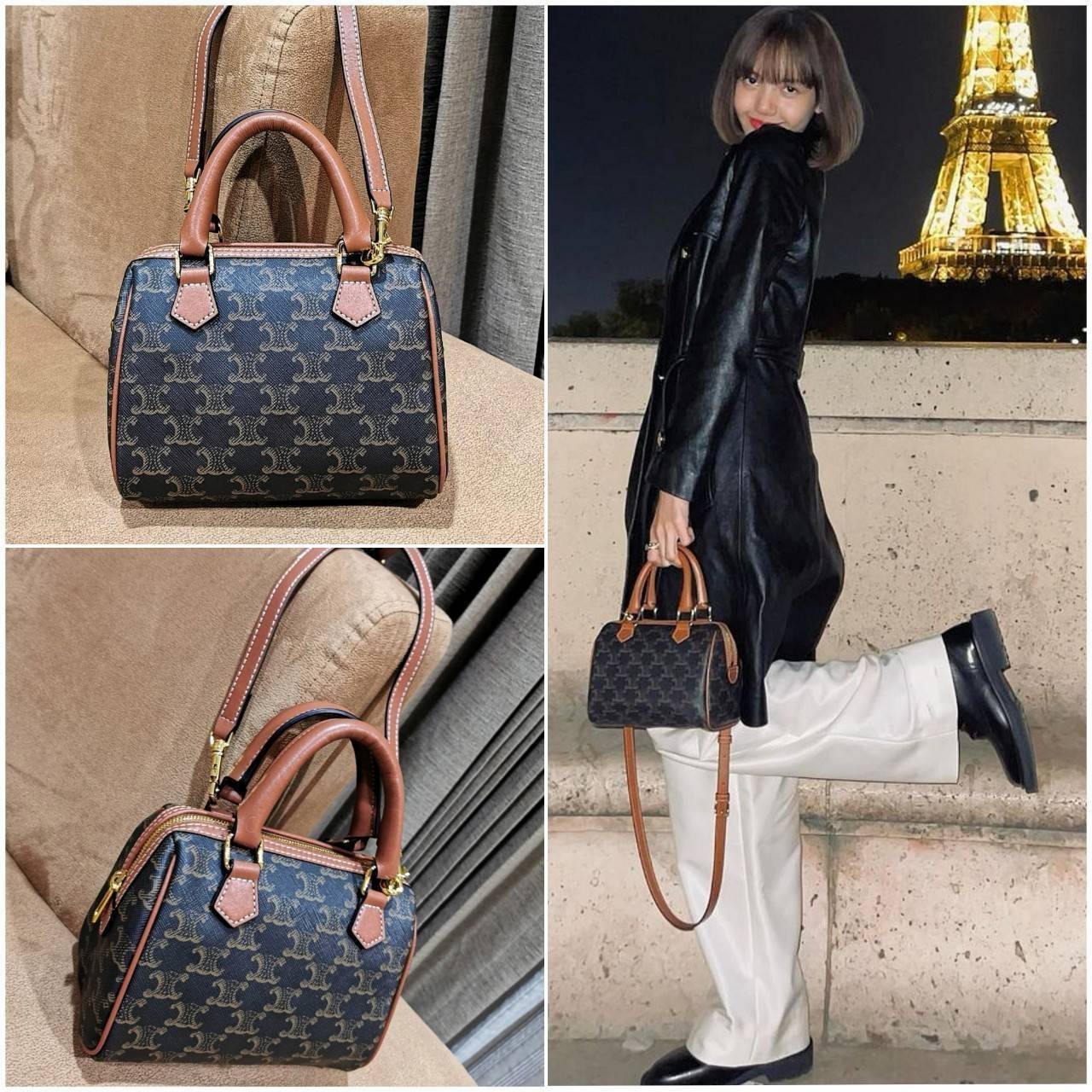 CELINE MINI CROSSBODY BAG VIP วัสดุ Triomphe Canvas สวยอยู่ทรงดีไซน์ยอดนิยมทรง Speedy ไม่มีเอ้าท์ค่ะ เปิดปิดด้วยซิปแบรนด์อะไหล่ทอง ใส่กระเป๋าสตางค์ มือถือ ของจุกจิกได้เยอะ หูจับแข็งแรงพับลงได้ พร้อมสายหนังยาวปรับระดับได้ถอดได้ อะไหล่แบรนด์สีทองหรูมีโลโก้ 