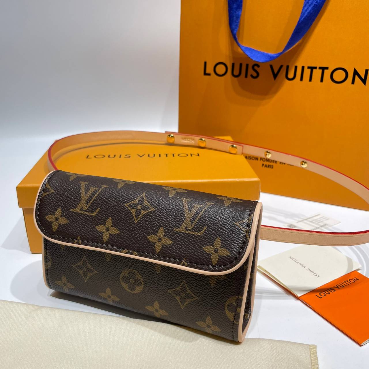 LV Monogram Pochette Florentine Belt Bag Waist Bag กระเป๋าทรงพอช คาดอก คาดเอว สะพายได้ ครบทุกฟังชั่น สวยหรู เกรดออริ ท็อป สลับแท้ 1:1 เกรดดีสุด หนังแท้ ผ่านทุก ตม.